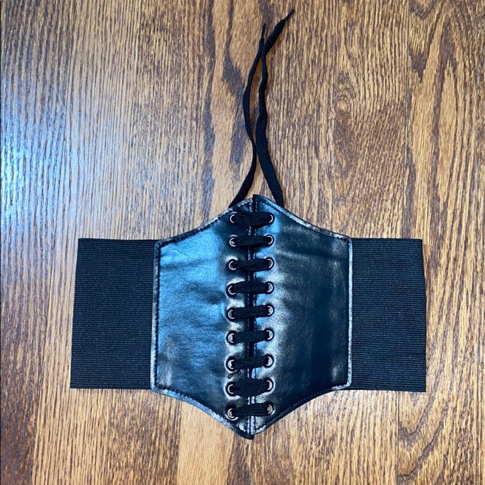 Black velcro corset waist belt